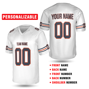 White Custom Chicago Football Jersey – Personalized Team Name & Number