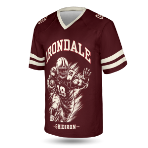 Alternative view of Burgundy Irondale Football Jersey – Personalized Team Name & Number