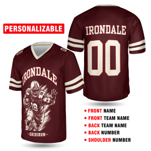 Burgundy Irondale Football Jersey – Personalized Team Name & Number