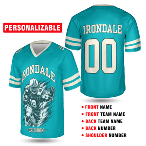 Teal Irondale Football Jersey – Personalized Team Name & Number