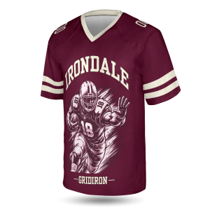 Alternative view of Dark Maroon Irondale Football Jersey – Personalized Team Name & Number