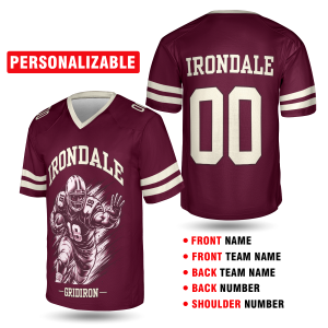 Dark Maroon Irondale Football Jersey – Personalized Team Name & Number