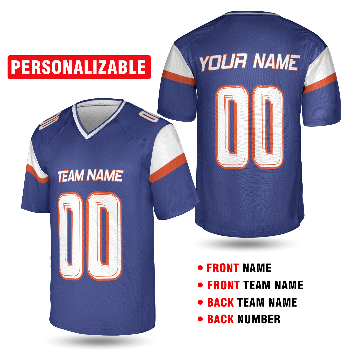 Royal Blue Custom Denver Football Jersey – Personalized Team Name & Number