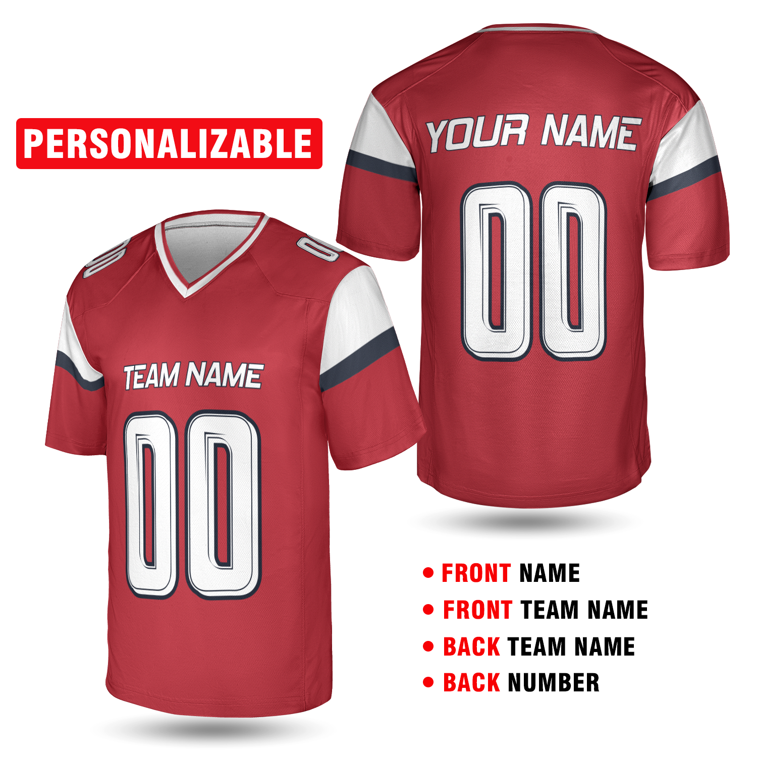 Red Custom Denver Football Jersey – Personalized Team Name & Number