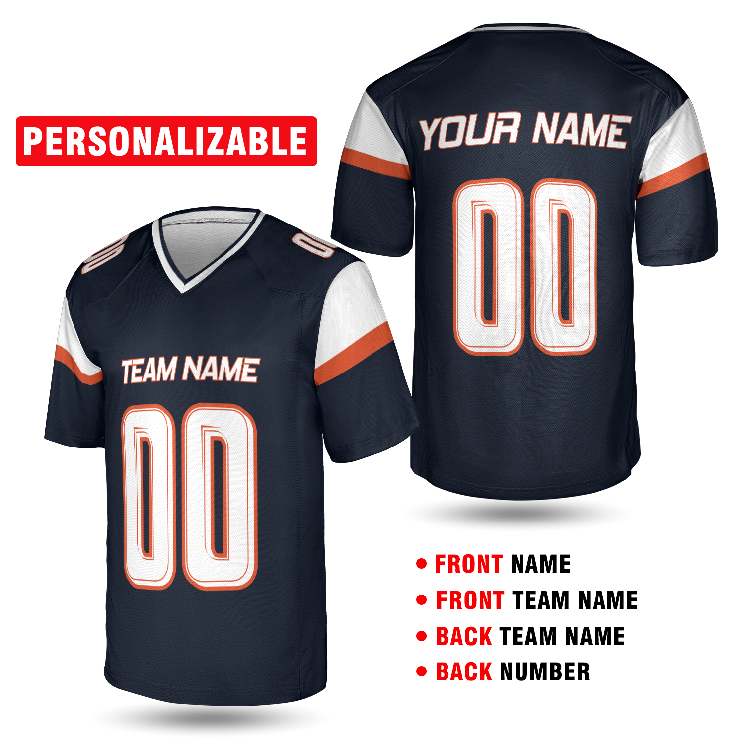 Navy Custom Denver Football Jersey – Personalized Team Name & Number