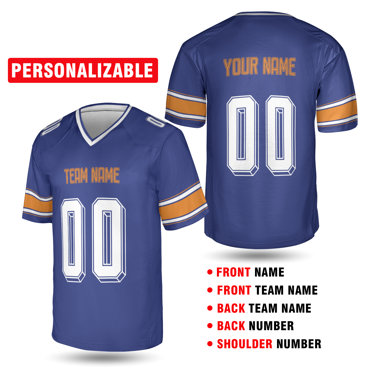 Royal Blue Pittsburgh Football Jersey – Personalized Team Name & Number