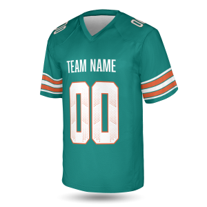 Alternative view of Teal Miami Retro Football Jersey – Personalized Team Name & Number