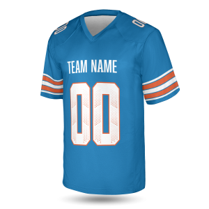 Alternative view of Blue Miami Retro Football Jersey – Personalized Team Name & Number